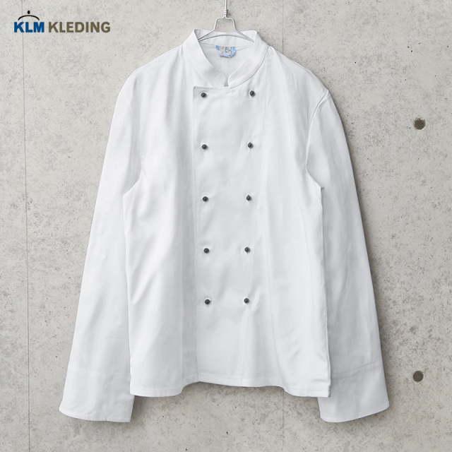 ★カートで割引対象品★KLM KLEDING社製 ホワイト クラフィッターボタン コックジャケット【T】