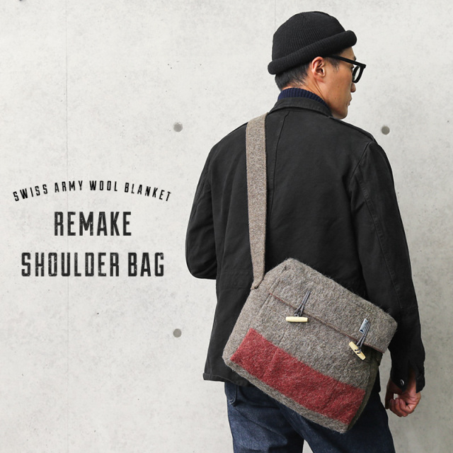 新品 Slow Stone スローストーン スイス軍 ウールブランケット リメイク ショルダーバッグ（キャンペーン対象外）ミリタリーファッション【T】