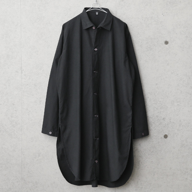実物 新品 デッドストック スウェーデン軍 ヴィンテージ ホスピタル ロングシャツ BLACK染め【キャンペーン対象外】 ミリタリーファッション 軍服【T】