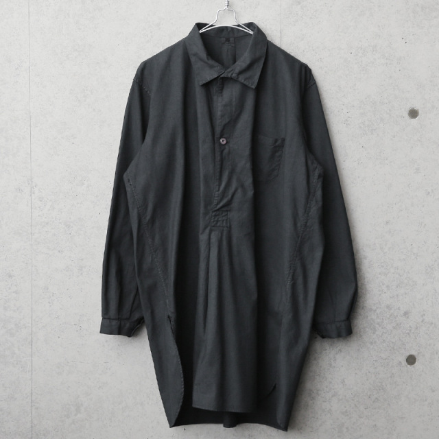 実物 新品 デッドストック スウェーデン軍 ヴィンテージ グランパシャツ BLACK染め【キャンペーン対象外】 ミリタリーファッション 軍服【T】