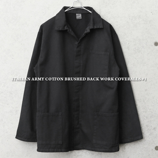 実物 新品 イタリア軍 裏起毛 ワークカバーオール BLACK染め #1 比翼あり【キャンペーン対象外】 ミリタリーファッション 軍服【T】