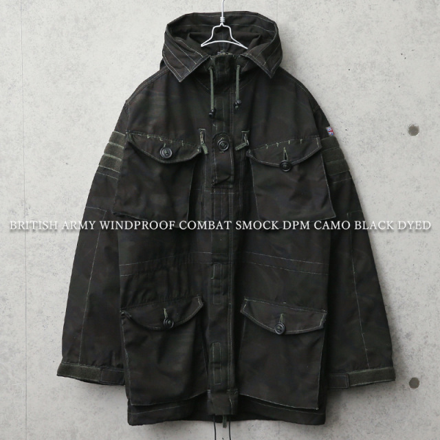 実物 USED イギリス軍 WINDPROOF コンバット スモック DPMカモ BLACK染め【キャンペーン対象外】 軍服 ミリタリーファッション【T】