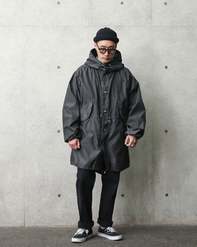 注目ブランド 米軍 スノーカモ モッズコート BLACK染め モッズコート