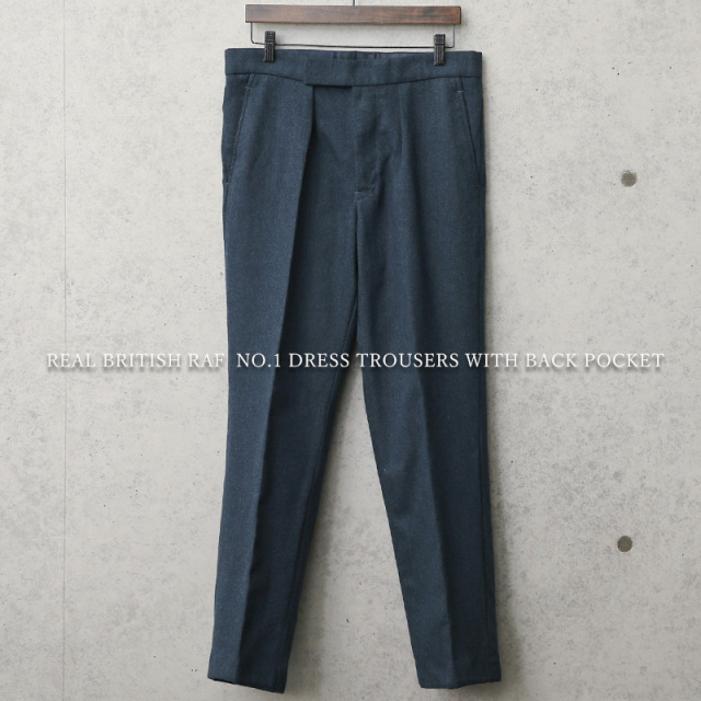 ☆今だけ15%OFF☆実物 USED イギリス RAF（王立空軍） No.1 DRESS トラウザーズ / オフィサーパンツ ネイビー バックポケット付き【84サイズ～】【キャンペーン対象外】【I】ミリタリー