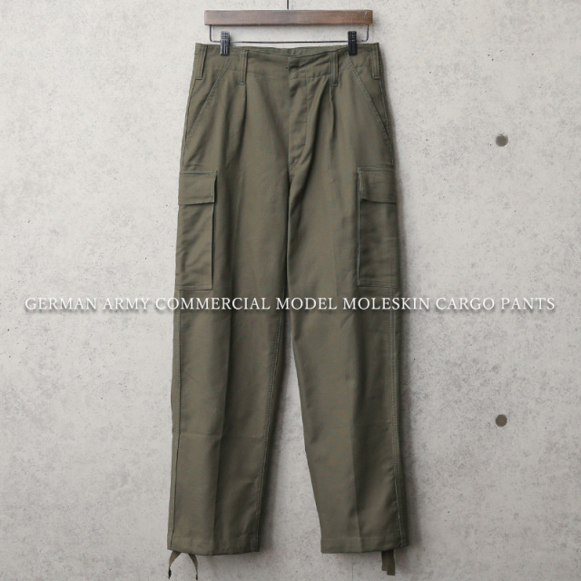 新品 ドイツ軍 COMMERCIAL MODEL モールスキン カーゴパンツ オリーブ【キャンペーン対象外】 ミリタリーファッション 軍服 軍パン【I】