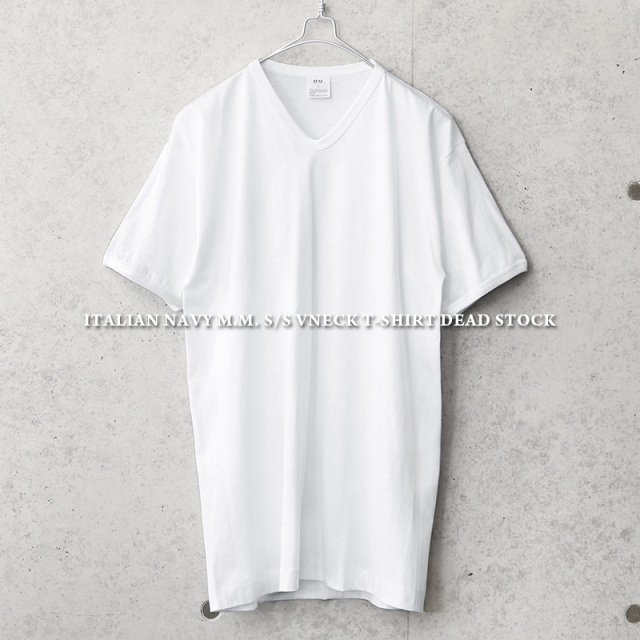 実物 新品 デッドストック イタリア海軍 M.M. S/S Vネック Tシャツ【キャンペーン対象外】【I】 ミリタリーファッション 軍服 軍パン
