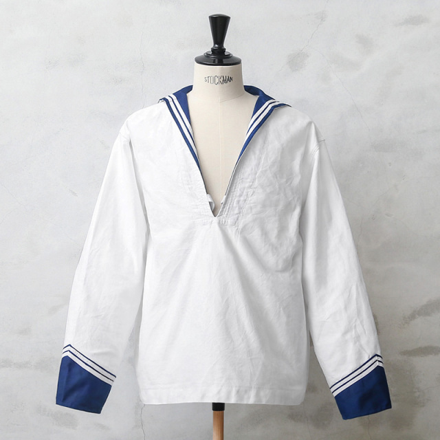 実物 USED イタリア海軍 NAVY ホワイト セーラーシャツ【キャンペーン対象外】【I】ミリタリーファッション 軍服