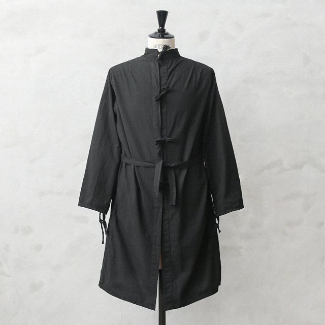 実物 新品 デッドストック ロシア軍 コットン ガウン コート BLACK染め ＃1 フロント紐 袖紐 腰中紐【キャンペーン対象外】【I】ミリタリーファッション 軍服