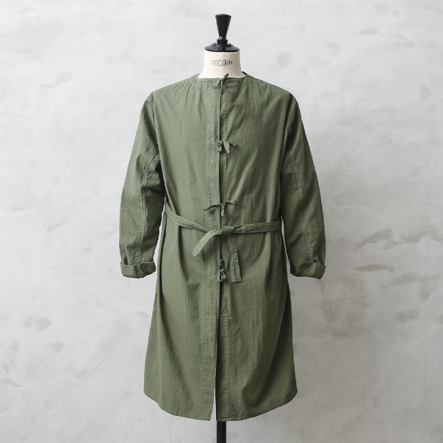 実物 新品 デッドストック ロシア軍 コットン ガウン コート OD染め ＃3 フロント紐 袖ボタン 腰中紐【キャンペーン対象外】【I】ミリタリーファッション 軍服