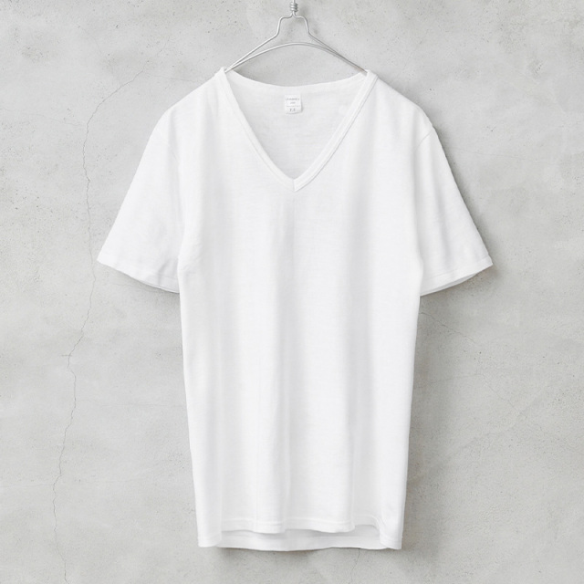☆今だけ15%OFF☆実物 新品 デッドストック フランス軍 Vネック 半袖 Tシャツ ホワイト【キャンペーン対象外】【I】ミリタリーファッション 軍服