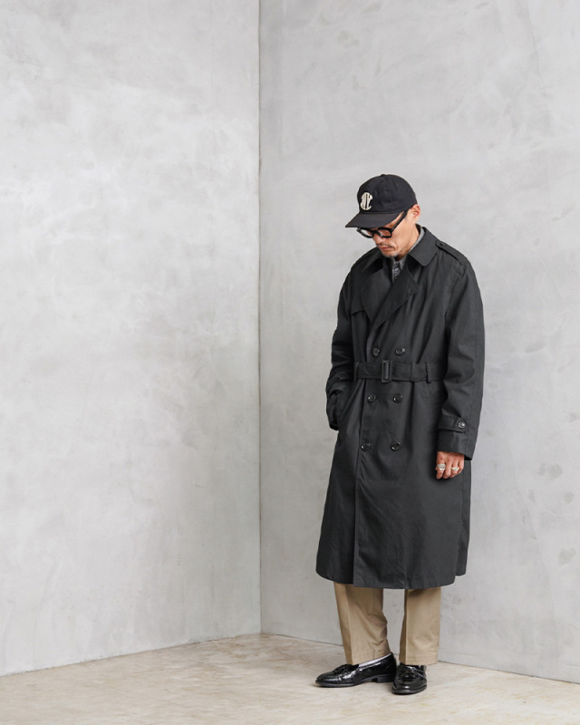 米軍 U.S. NAVY ブラックトレンチコート 米軍放出品 ミリタリー  