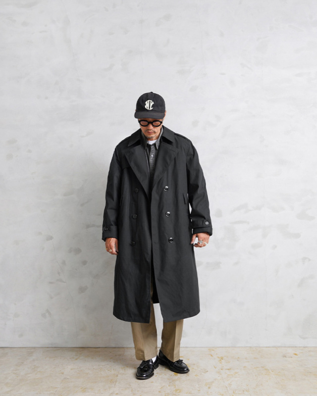 米軍 U.S. NAVY ブラックトレンチコート 米軍放出品 ミリタリー  