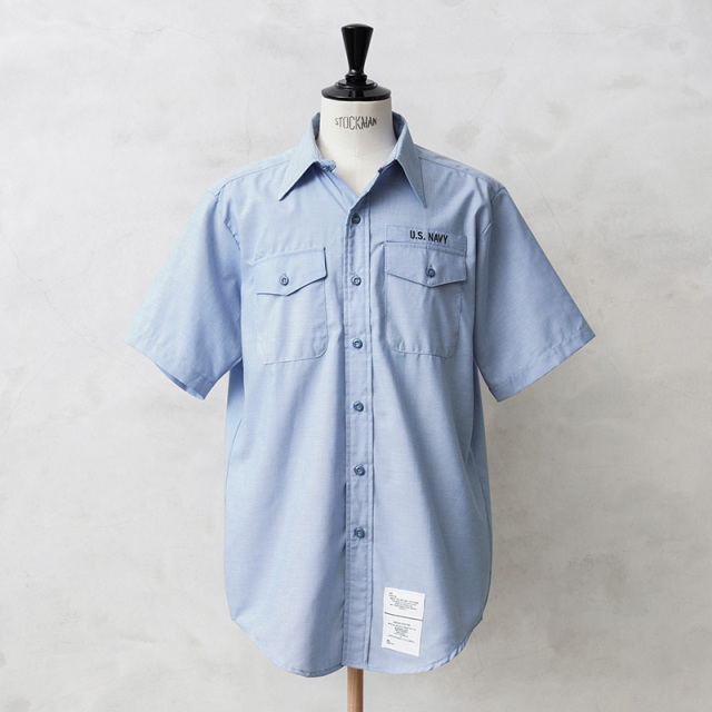 実物 新品 デッドストック 米軍 U.S.NAVY シャンブレーシャツ 半袖【キャンペーン対象外】【I】ミリタリー