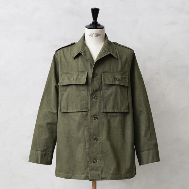 実物 USED オランダ軍 HBT（ヘリンボーンツイル）フィールド シャツ ジャケット 筒袖【キャンペーン対象外】【I】ミリタリー