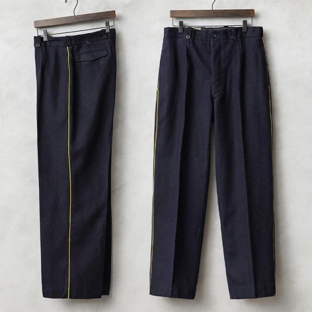 実物 新品 デッドストック フランス軍 イエロー サイドライン ヴィンテージ ウール トラウザーズ【キャンペーン対象外】【I】ミリタリー