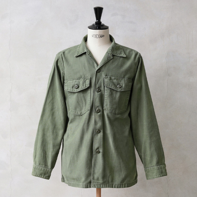 実物 USED 米軍 OG-107 コットンサテン ユーティリティシャツ シャツ袖【キャンペーン対象外】【I】ミリタリー