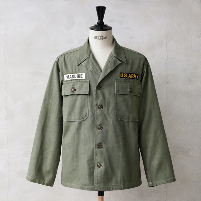 実物 USED 米軍 OG-107 コットンサテン ユーティリティシャツ 筒袖 1st Model【キャンペーン対象外】【I】ミリタリー