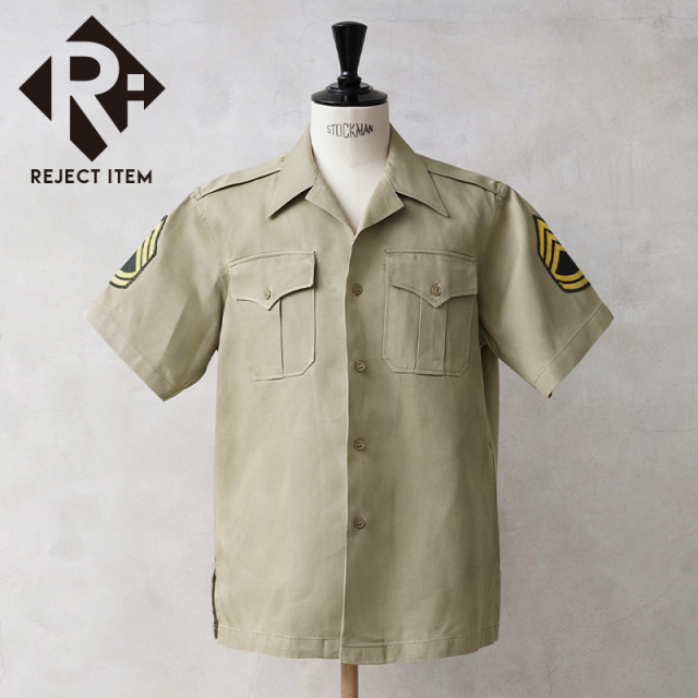 リジェクト 訳あり品 実物 USED 米軍 M-46 ショートスリーブ コットン カーキシャツ サイドスリット【キャンペーン対象外】【I】 ミリタリー