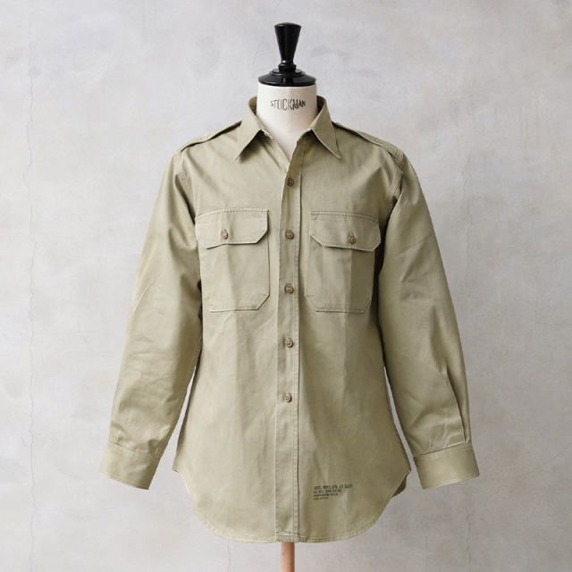 実物 USED 米軍 M-46 ロングスリーブ コットン カーキシャツ【キャンペーン対象外】【I】ミリタリー