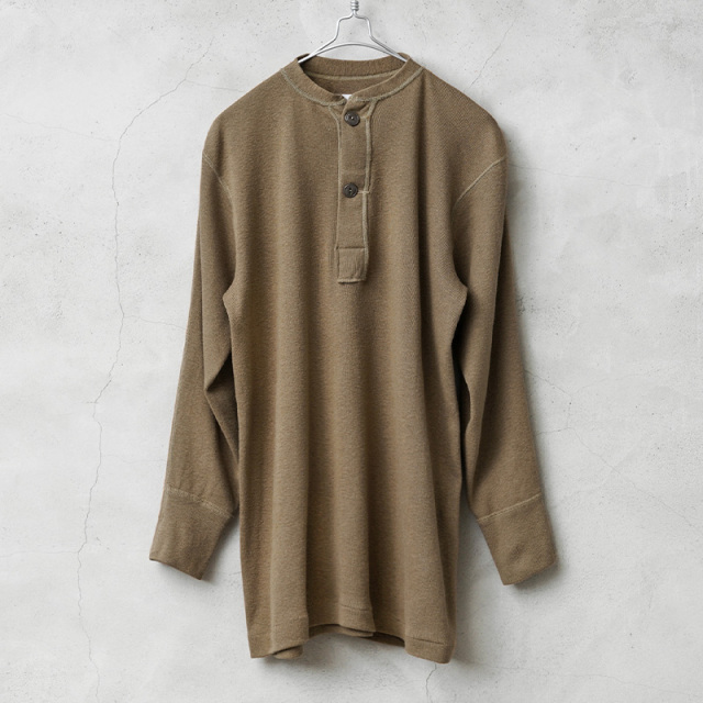 実物 新品 デッドストック 米軍 ヘンリーネック アンダーシャツ 2ボタン ブラウン【キャンペーン対象外】【I】ミリタリー