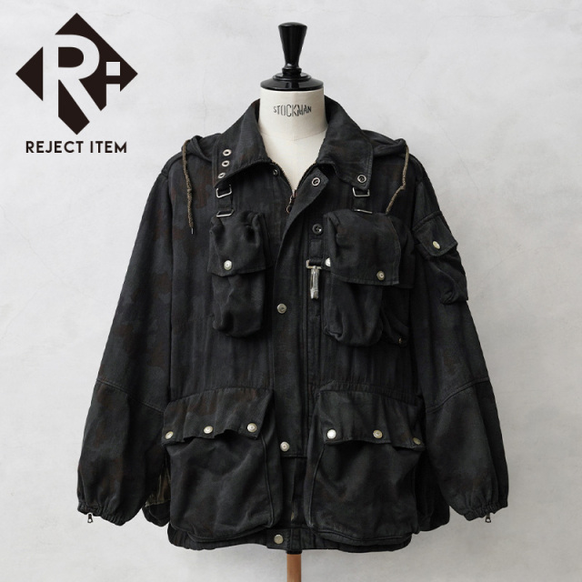 リジェクト 訳あり品 実物 USED スイス軍 M-60 マウンテンジャケット アルペンカモフラージュ BLACK染め【キャンペーン対象外】【I】 ミリタリー