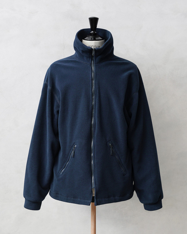 実物 USED フランス軍 スタンドカラー フリース ジャケット NAVY