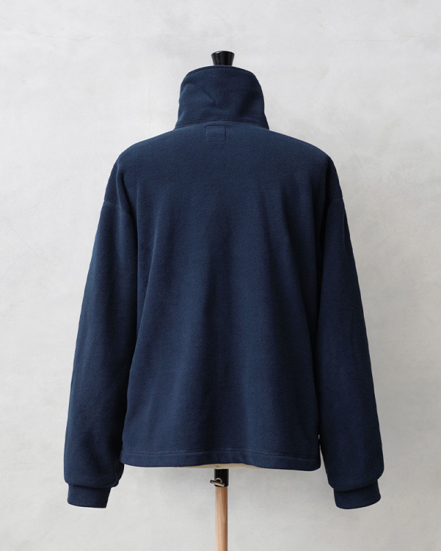 実物 USED フランス軍 スタンドカラー フリース ジャケット NAVY