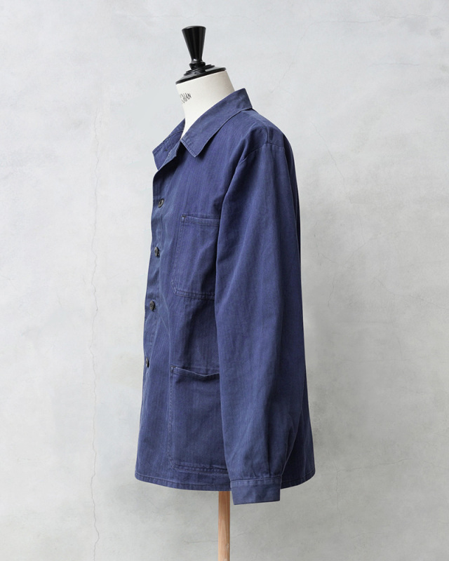 実物 USED ドイツ軍 ヘリンボーンツイル ブルーワークジャケット 