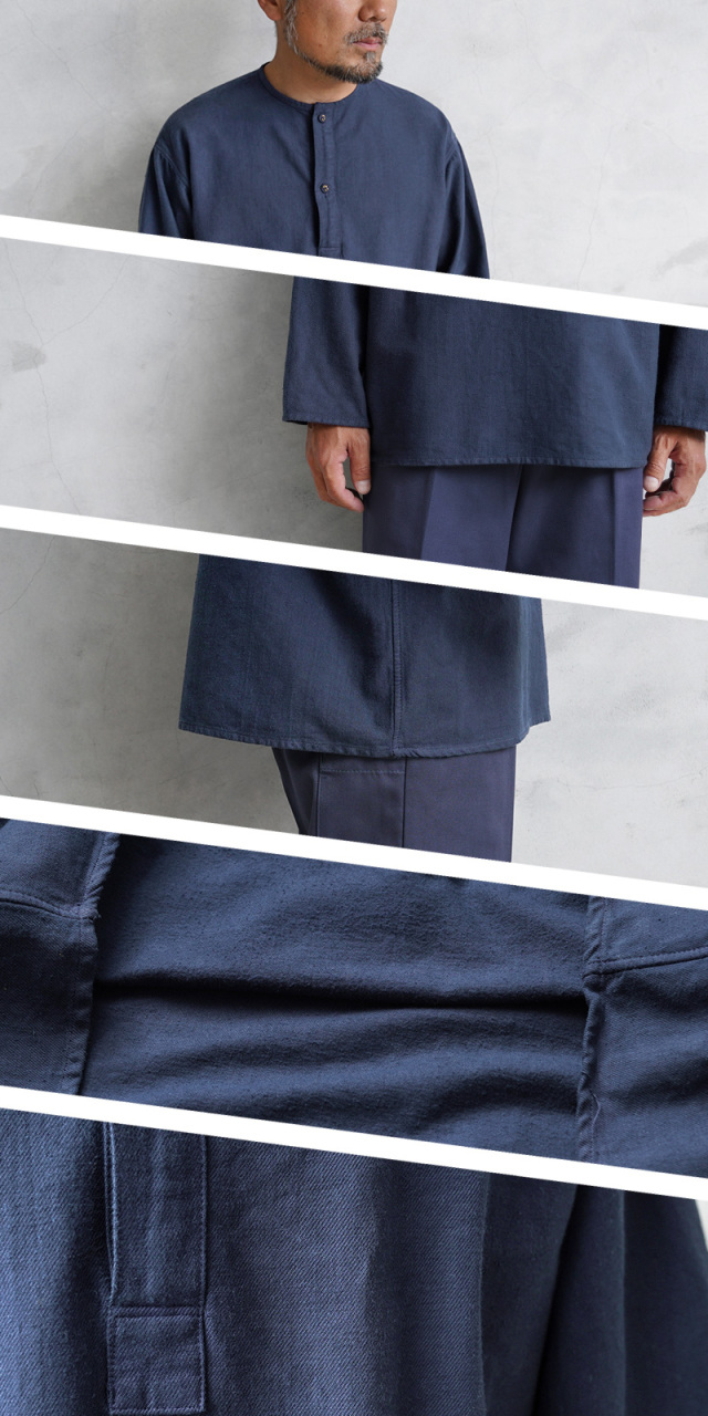 ロシア軍 70s ヘンリーネック スリーピングシャツ NAVY染め 実物 新品 デッドストック ロシア軍 70s ヘンリーネック
