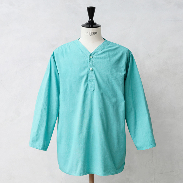 実物 新品 デッドストック ロシア軍 80s ヘンリーネック スリーピングシャツ ROBIN EGG BLUE染め【キャンペーン対象外】【I】ミリタリー