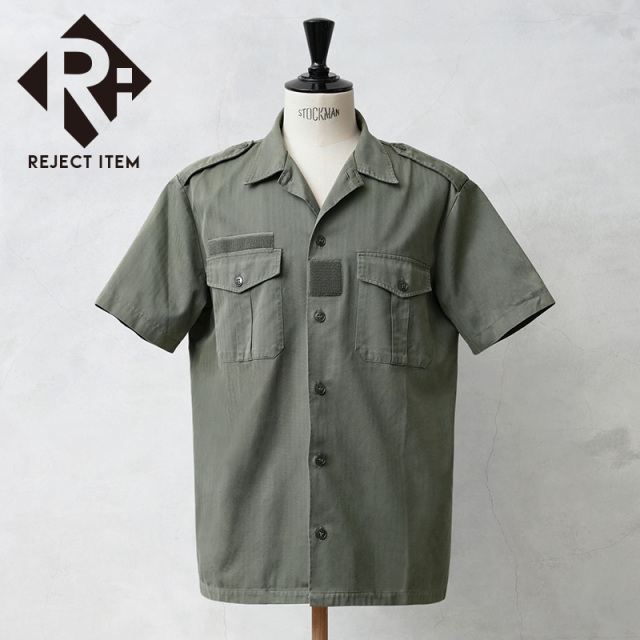 リジェクト 訳あり品 実物 USED フランス軍 ヘリンボーンツイル（HBT）チャドシャツ オリーブ【キャンペーン対象外】【I】 ミリタリー