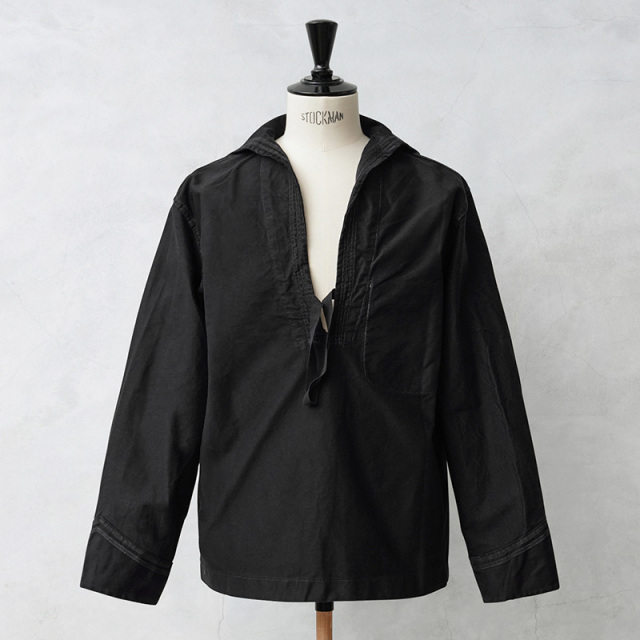 実物 USED イタリア海軍 NAVY ホワイト セーラーシャツ BLACK染め【キャンペーン対象外】【I】ミリタリー