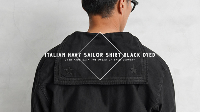 実物 USED イタリア海軍 NAVY ホワイト セーラーシャツ BLACK染め 