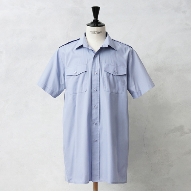 ☆今だけ15%OFF☆実物 USED イギリス軍 ROYAL AIR FORCE（RAF）ショートスリーブ ワーキング ドレスシャツ ペールブルー【キャンペーン対象外】【I】ミリタリー