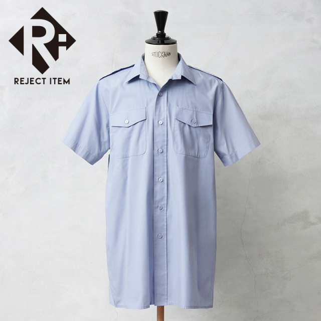 リジェクト 訳あり品 実物 USED イギリス軍 ROYAL AIR FORCE（RAF）ショートスリーブ ワーキング ドレスシャツ ペールブルー【キャンペーン対象外】【I】 ミリタリー