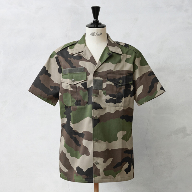 実物 新品 デッドストック フランス軍 ヘリンボーンツイル（HBT）チャドシャツ CCEカモ【キャンペーン対象外】【I】ミリタリー