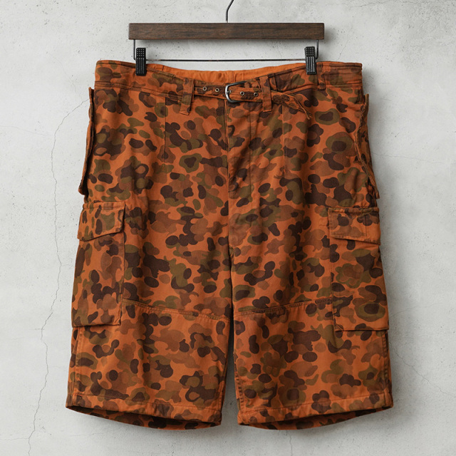実物 USED オーストリア軍 リメイク ピードットカモ カーゴショーツ ORANGE染め ウエストベルト付き【キャンペーン対象外】【I】ミリタリー
