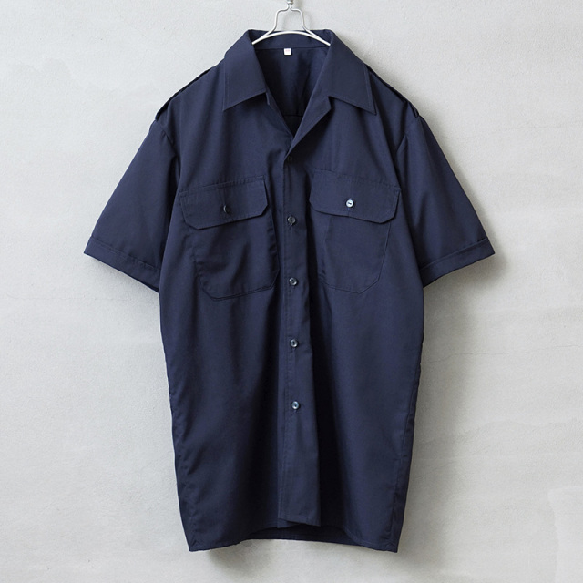 ☆今だけ15%OFF☆実物 新品 デッドストック スペイン軍 2000’s ショートスリーブ オフィサーシャツ NAVY【キャンペーン対象外】【I】ミリタリー