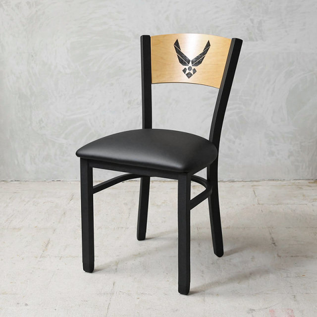 新品 U.S.AIR FORCE レーザー彫刻ロゴ ストレートチェア（四角脚）MADE IN USA【キャンペーン対象外】【個別送料】【I】