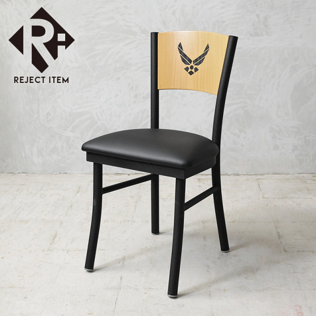 リジェクト 訳あり品 新品 U.S.AIR FORCE レーザー彫刻ロゴ ストレートチェア（丸脚）MADE IN USA【キャンペーン対象外】【I】［北海道沖縄離島配送不可］【K】