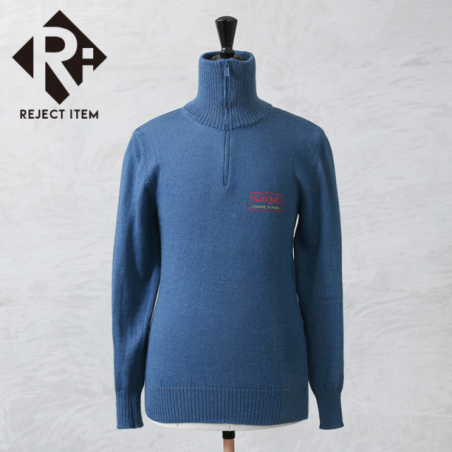 リジェクト 訳あり品 デッドストック ハーフジップ ニット セーター ライトブルー S.P.Q.R. ロゴ イタリア製 MADE IN ITALY【キャンペーン対象外】【I】