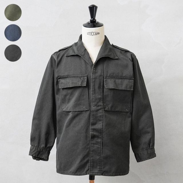 実物 USED スペイン軍 M-67 フィールド プルオーバーシャツ T/C サテン OVER DYED【キャンペーン対象外】【I】ミリタリー