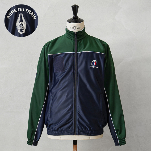 実物 USED フランス軍 ARMEE DE TERRE トレーニングジャケット グリーン×ネイビー バックプリントあり【キャンペーン対象外】【I】ミリタリー