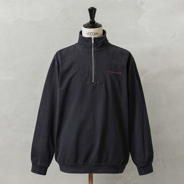 実物 USED ドイツ軍 FIRE BRIGADE ハーフジップ スウェットシャツ NAVY【キャンペーン対象外】【I】ミリタリー