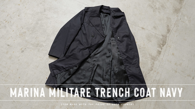 実物 USED イタリア軍 M.M. トレンチコート ネイビー ライナーなし  