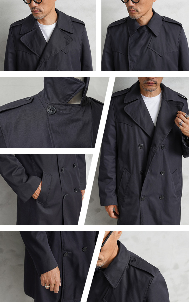 実物 USED イタリア軍 M.M. トレンチコート ネイビー ライナーなし  