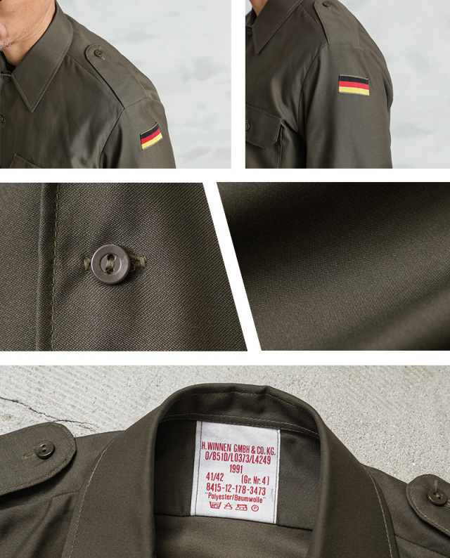 実物 新品 デッドストック ドイツ軍 フィールドシャツ オリーブ