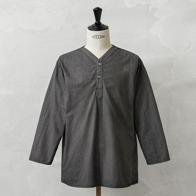 実物 新品 デッドストック ロシア軍 80s ヘンリーネック スリーピングシャツ GRAY染め【キャンペーン対象外】【I】ミリタリー