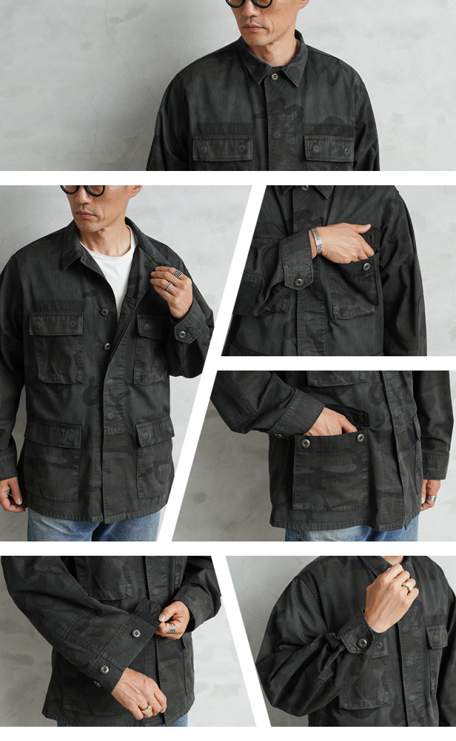 実物 USED 米軍 BDU WOODLAND CAMO ジャケット 後期型