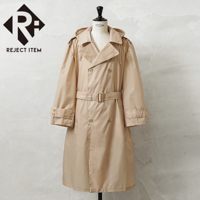 リジェクト 訳あり品 FRENCH MILITARY デッドストック フランス軍 ロングトレンチ レインコート カーキ【キャンペーン対象外】【I】